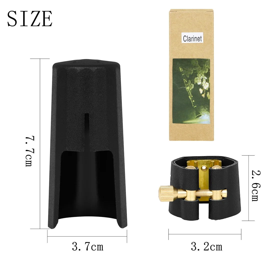 Description Picture 3 of itemAlto Soprano Tenor Saxophone Clarinet Mouthpiece Ligature And Cap Sax Leather Buckle Clamp Clip Woodwind Musical Instrument Part