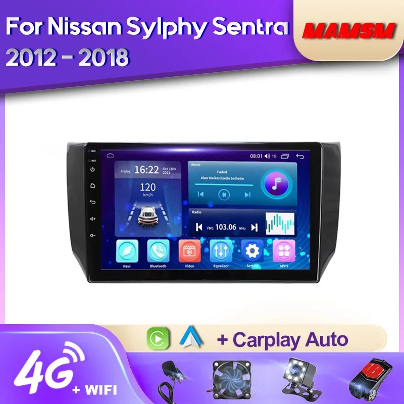 

MAMSM 2K QLED Android 12 Car Radio For Nissan Sylphy B17 Sentra 12 2012 - 2018 Multimedia Video Player GPS 4G Carplay Autoradio