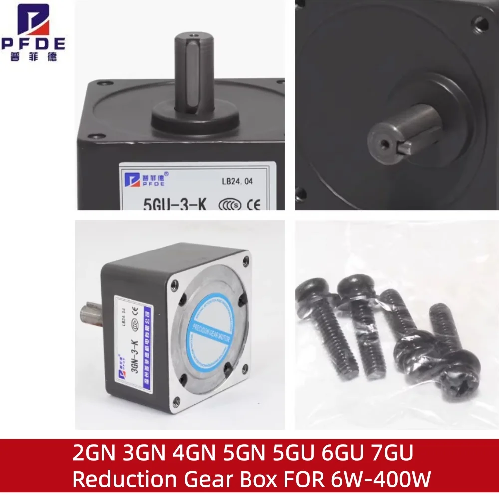 Caja de Engranajes de Reducción 2GN 3GN 4GN 5GN 5GU 6GU 7GU, Relación de Reducción de 1:3 a 1:300, 450 rpm a 4.5 rpm, para Motor de Engranajes de CA de 6W~400W