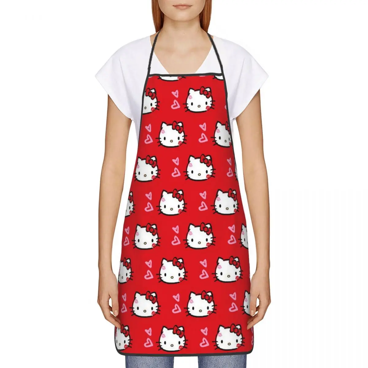 Hello Kitty Sanrio Kawaii Apron Cuisine Cooking Baking Household Cleaning Painting Bibs Kitchen Waterproof Pinafore Men Women