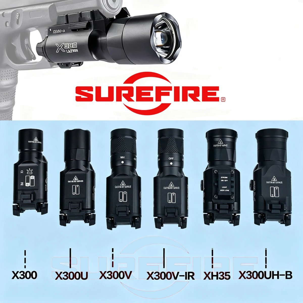 X300 Ultra Tactical Surefire X300U X300V XH35 Metal Momentary Constant LED Light 20mm Rail for GLOCK 17 19 Hunting Airsoft Light