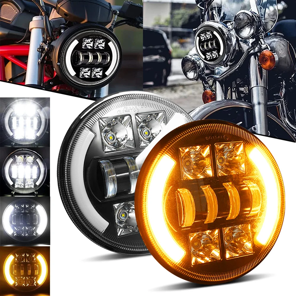 

7-дюймовая автомобильная фара DOT E9 для Harley Touring Ultra Classic Electra Street Glide Road King Yamaha H4 7-дюймовая фара