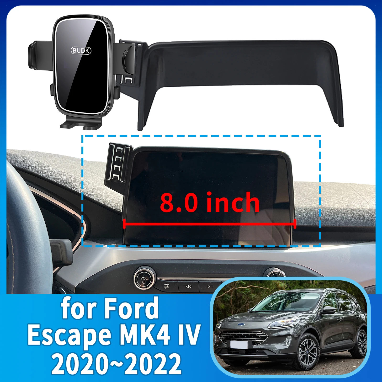 

fit for Ford Escape MK4 IV 2020 2021 2022 (8in) Custom Fit Phone Holder Mount Dashboard Screen Base No Drill Car​​ accessoires