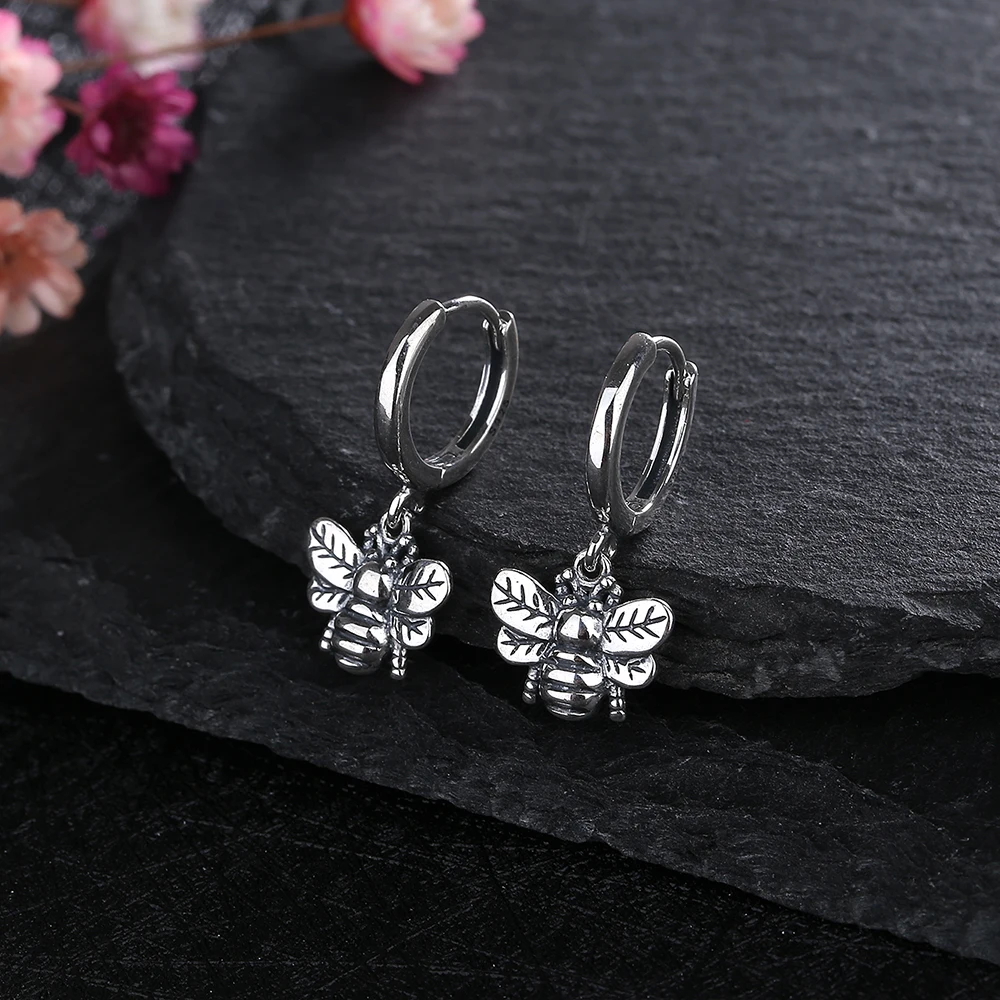 Nasiya Trendy Vintage Style Silver Drop Earring Little Bees Women Earrings Silver Jewelry Wedding Gift