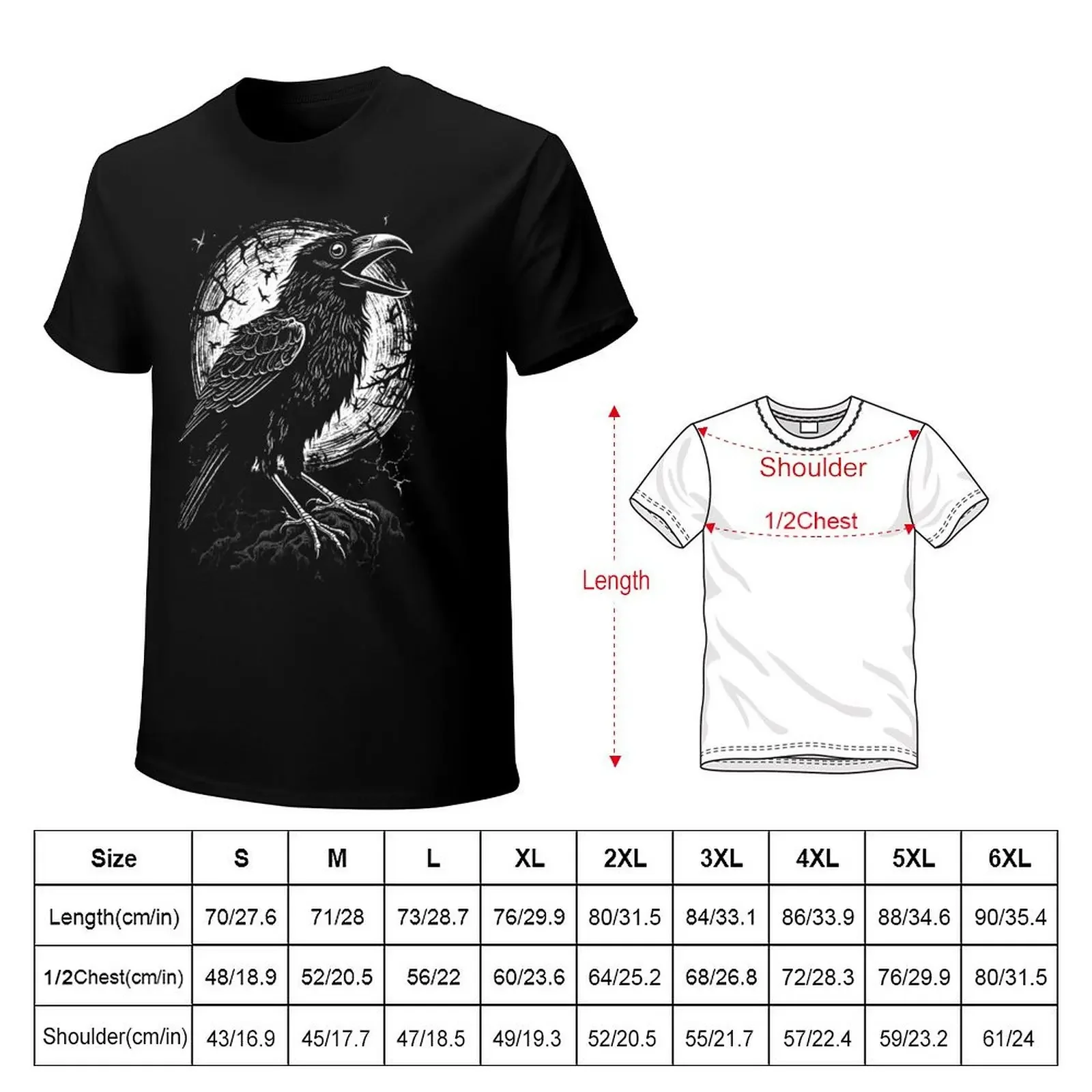 Crow in Front of the Moon T-Shirt street wear custom shirt new gifts and t-shirts plus sizes Men's t-shirt