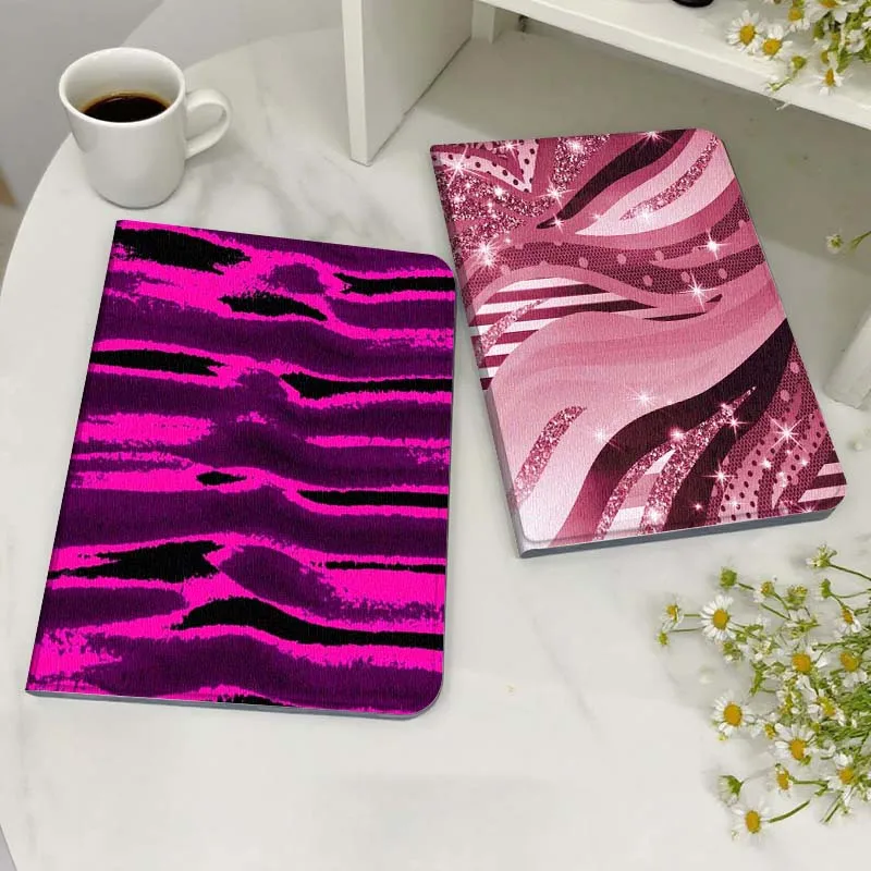 

Pink Zebra Stripe Sparkle Tablet Case For Samsung Galaxy Tab S7 S8 S9 S10 FE Lite Gift