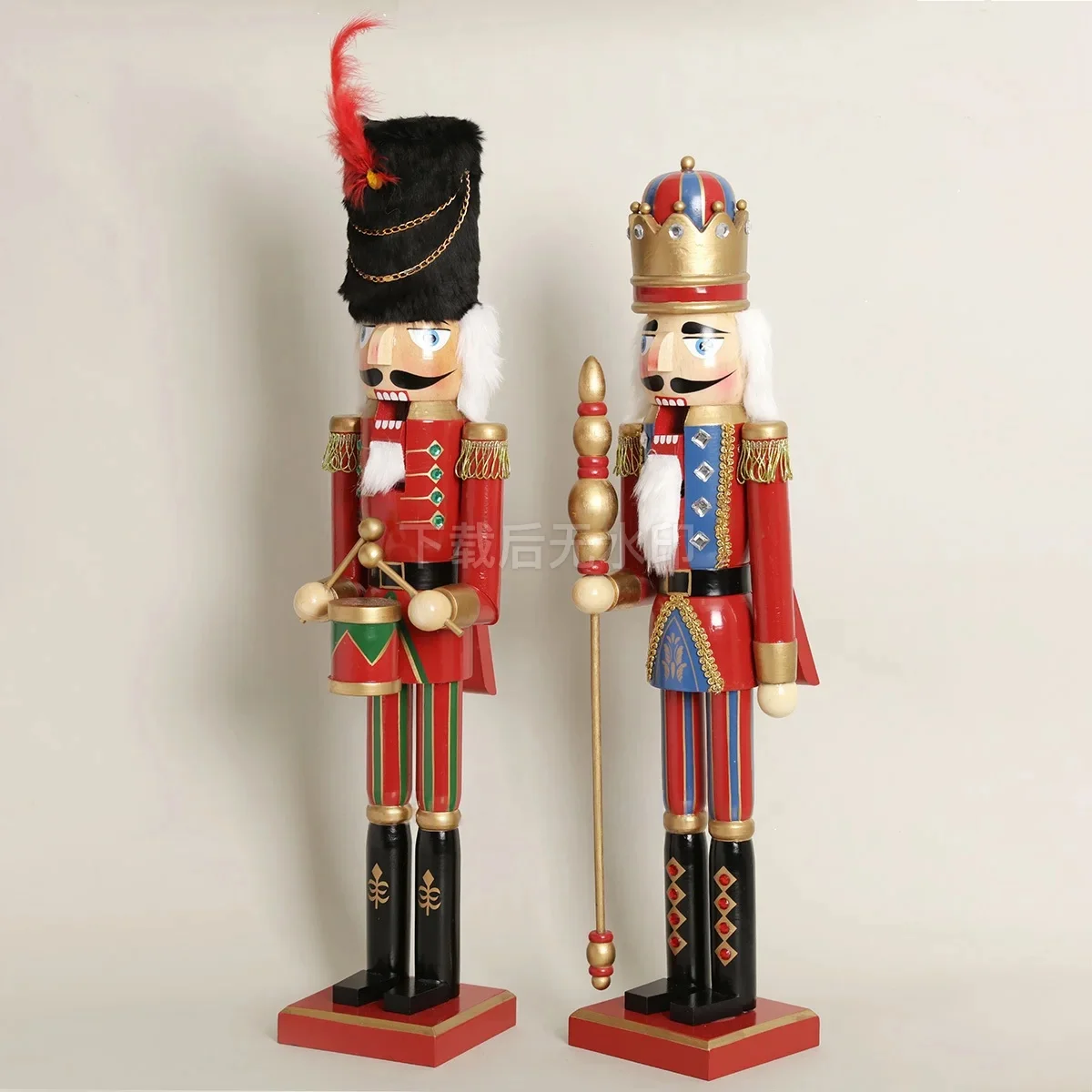 60cm Wooden Christmas Nutcracker Ornament Classic Nutcracker Figure for Xmas Home Party Decoration