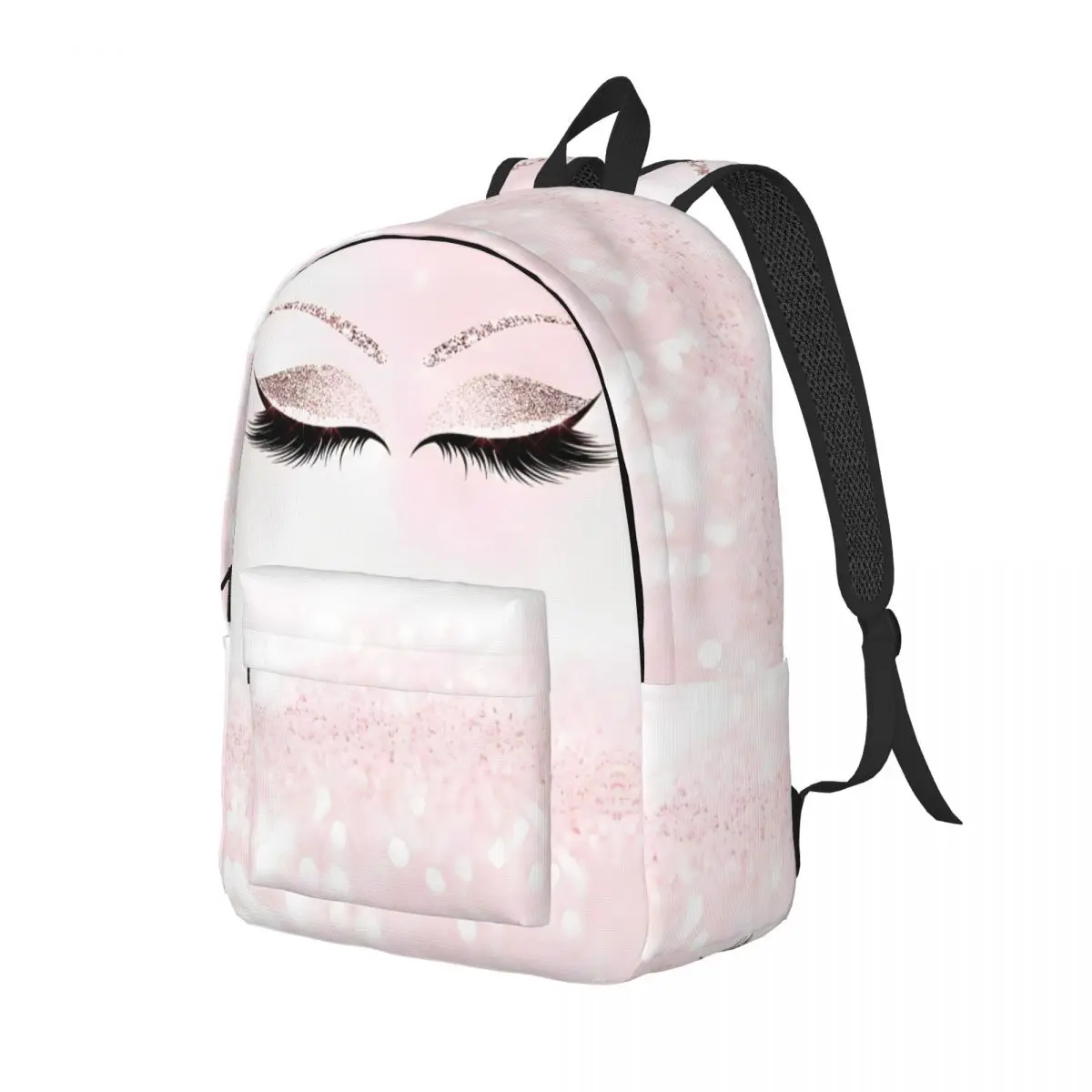 Mochila estampada coroa de cílios rosa para homens e mulheres, bolsa de ombro leve, mochila para estudantes, presente de aniversário, laptop, moda