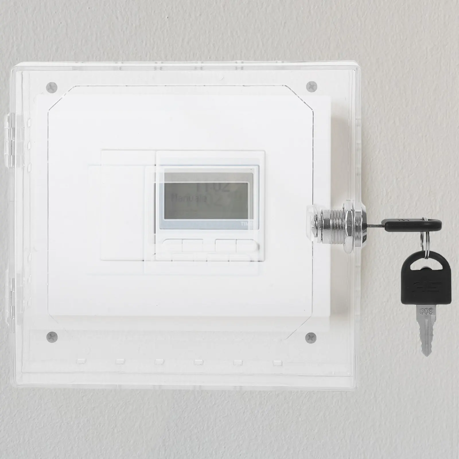 

Lockable Clear Acrylic Thermostat Cover Transparent Wall Mount Box Security Control Guard Tamperproof Thermostat Lock Home