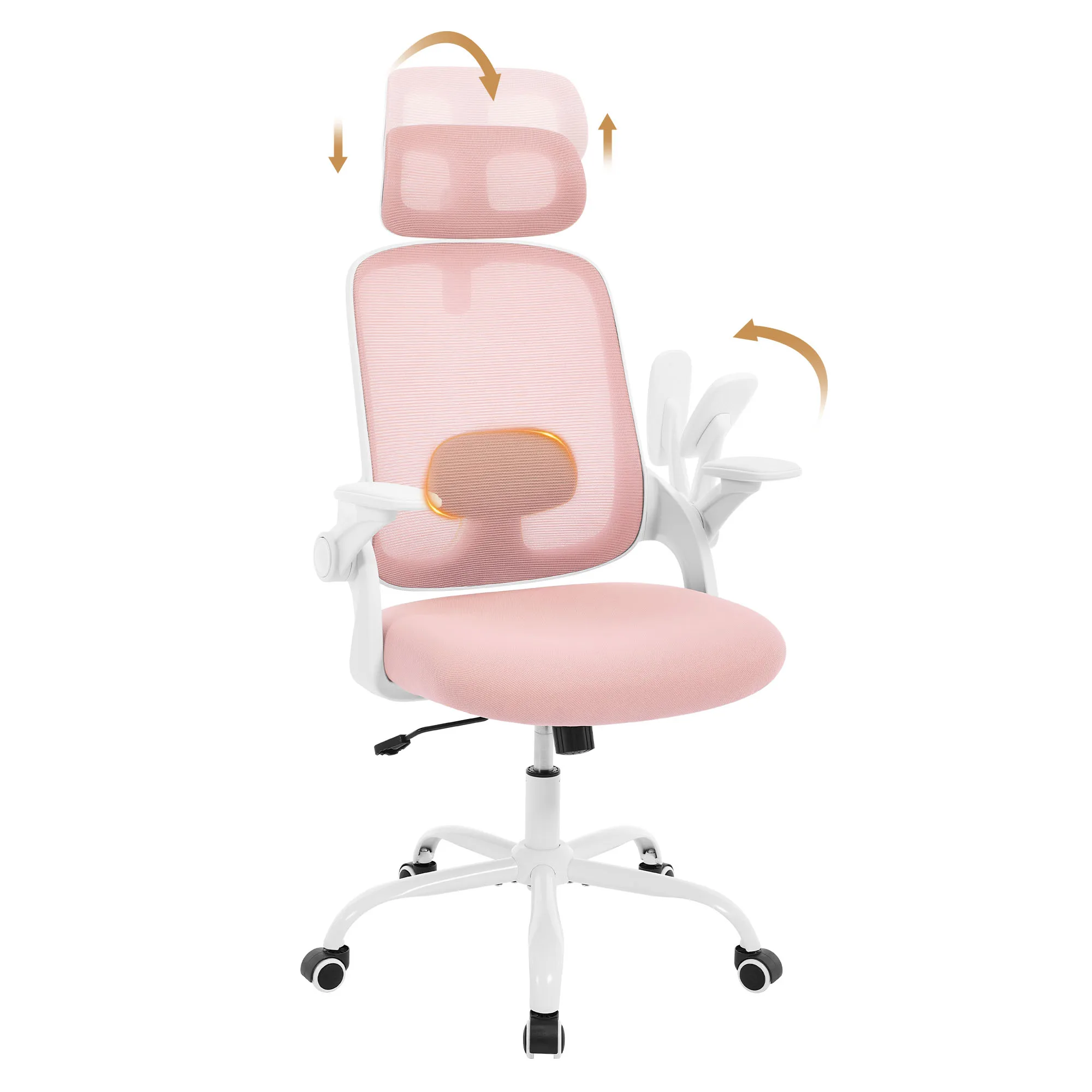 WOLTU Ergonomischer Bürostuhl aus Netzstoff, anhebbarer Gaming-Stuhl, drehbarer Computerstuhl mit Kopfstütze, verstellbare Lendenwirbelstütze, hohe Rückenlehne – Detail 31