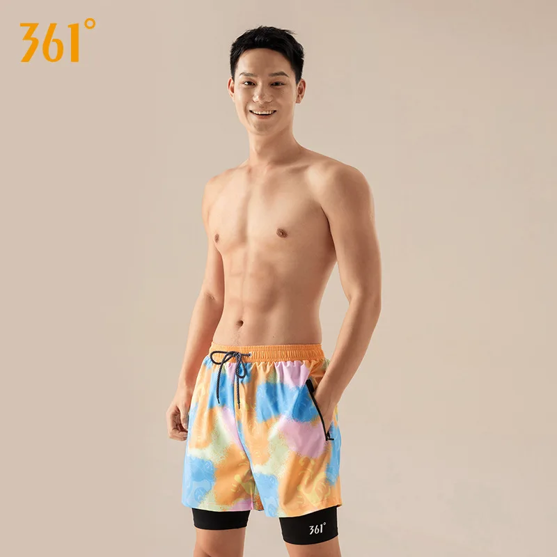 361Men Waterproof Competition Swim Beach Briefs Quick-Dry Athletic Board Shorts Sun Protection UPF50+Water Sports Boxer Trunks