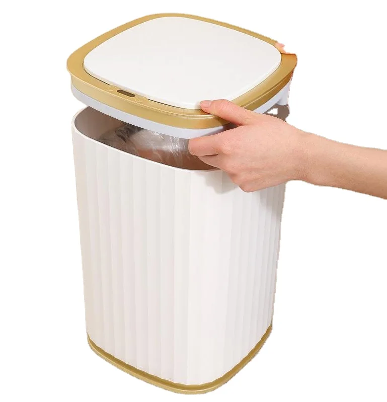 10L waterproof waste bin Modern embossed plastic inductive Ashbin 2.65 gallon classic fashion 3 color smart trash can