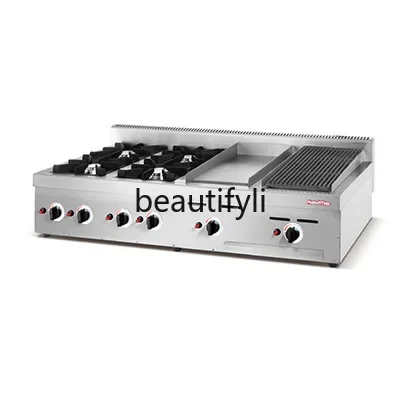 Z189 فرن مزيج مستقل للتحكم في درجة الحرارة للاستخدام التجاري، موقد أرز غاز بستة عيون #3