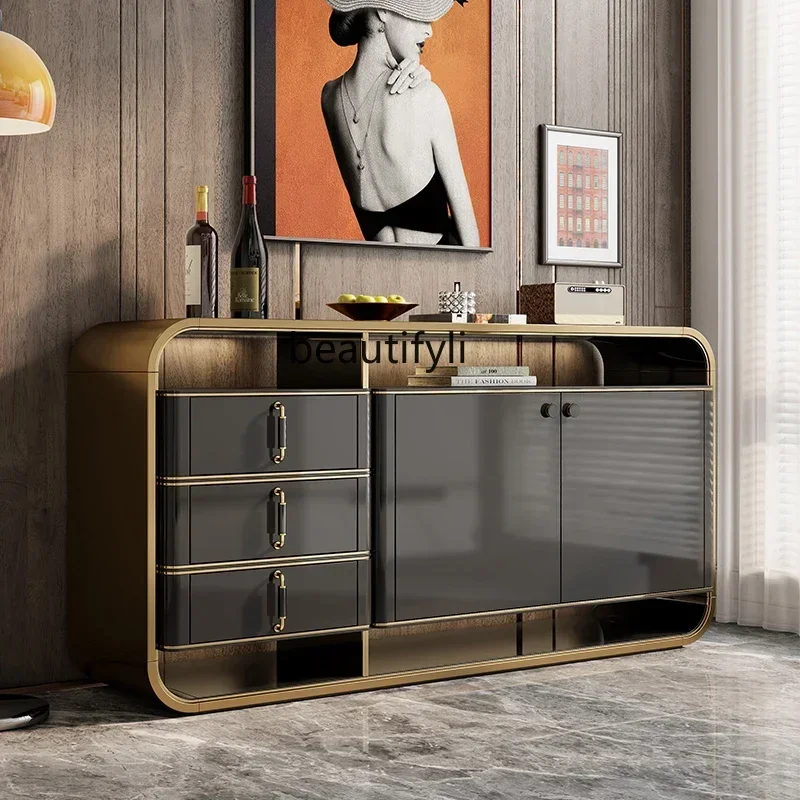 

Dining side cabinet Modern light luxury door cabinet Living room solid wood home designer side cabinet