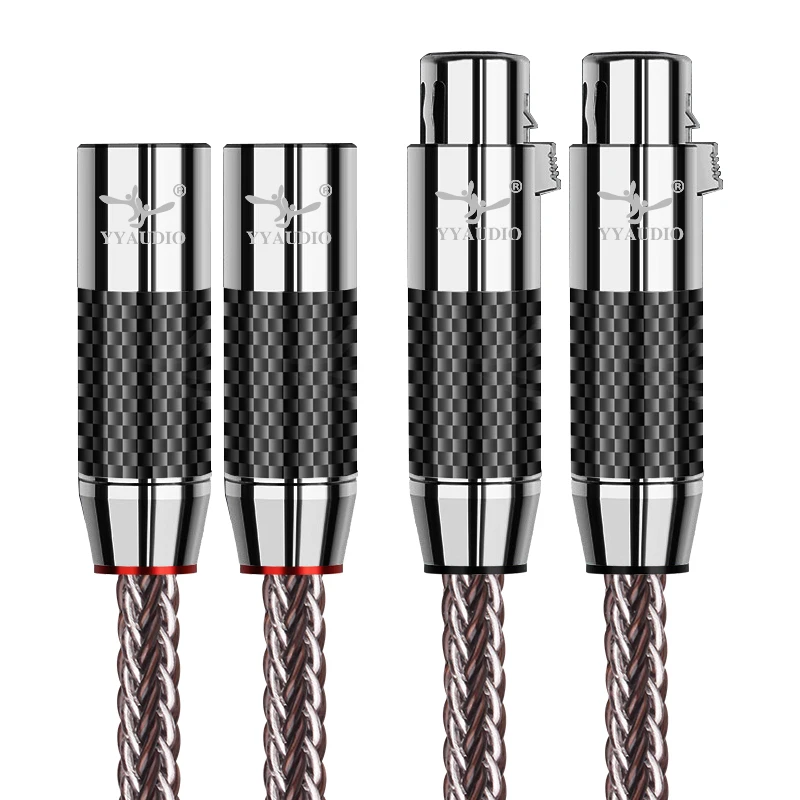 Hi-End OCC + Sterling Silber gemischtes, symmetrisches HiFi-Kabel, 16 Stränge, XLR-Stecker auf Buchse, 3-poliges Klinken-Verlängerungskabel für Mikrofon