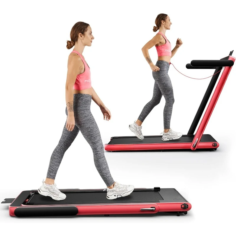 2 in 1 Folding Treadmill, 2.25HP Superfit Under Desk Electric Treadmill, Control, APP Control and LED Display,