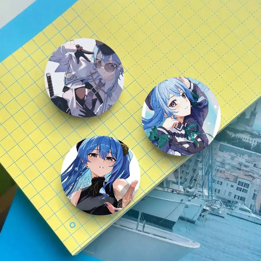 Virtual Singer Hoshimachi Suisei Badge Tinplate Meme Round Brooch For Hat Bag Creative Lapel Jewelry Accessories Gifts