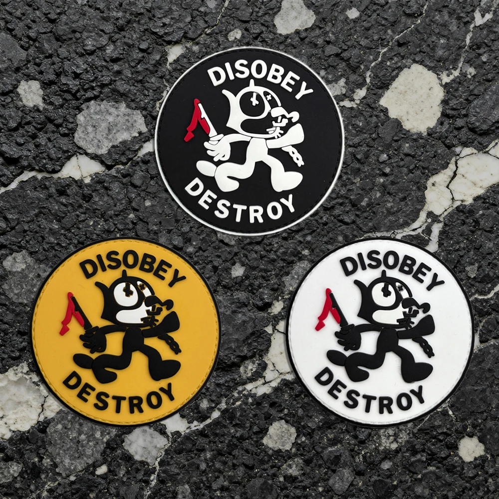 Trendy Round Pattern Glow-In-The-Dark Pvc Arm Patch with Velcro, Clothing and Luggage Badge Patch Appliqué, Comes with Matching Hook-And-Loop Backing