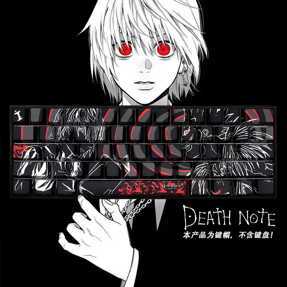 

136 клавишных колпачков Death Note (DEATH NOTE) с непрозрачным покрытием, кастомизированные, для аниме-игр, Cherry PBT, для ISO, Mad68, Wooting60