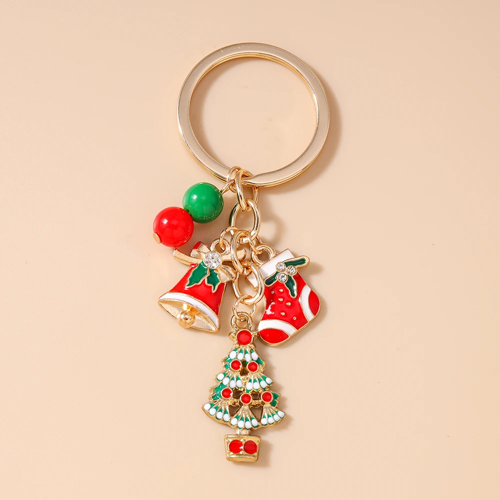 Leslie Niedlicher Weihnachts-Schlüsselanhänger Weihnachtsglocke Zuckerstange Weihnachtsmann Baum Schlüsselanhänger für Frauen Weihnachtsparty Schmuck Geschenke – Detail 5