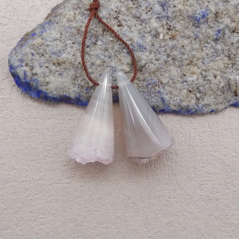 Natural Stone Amethyst Nugget Earring Bead,Earrings Accessories For Women,Fashion Jewelry DIY Making 27x15x14mm 10g