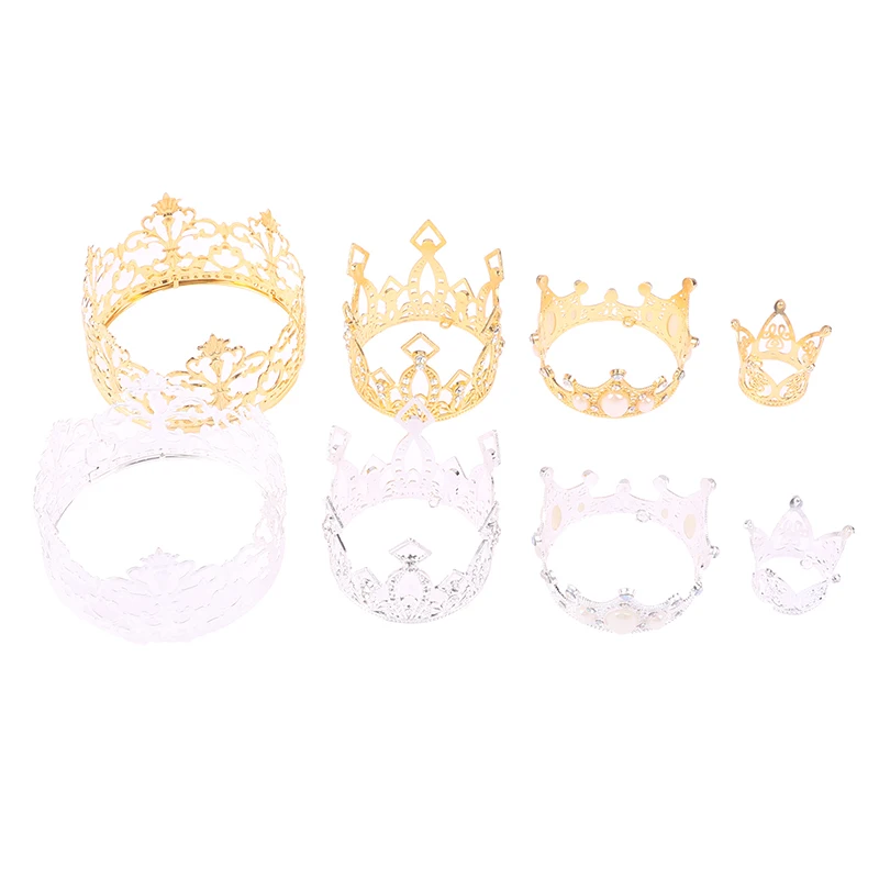 Crown Cake Decoration Princess Topper Pearl Tiara Children Hair Ornaments for Wedding Birthday Party Cake Decoration