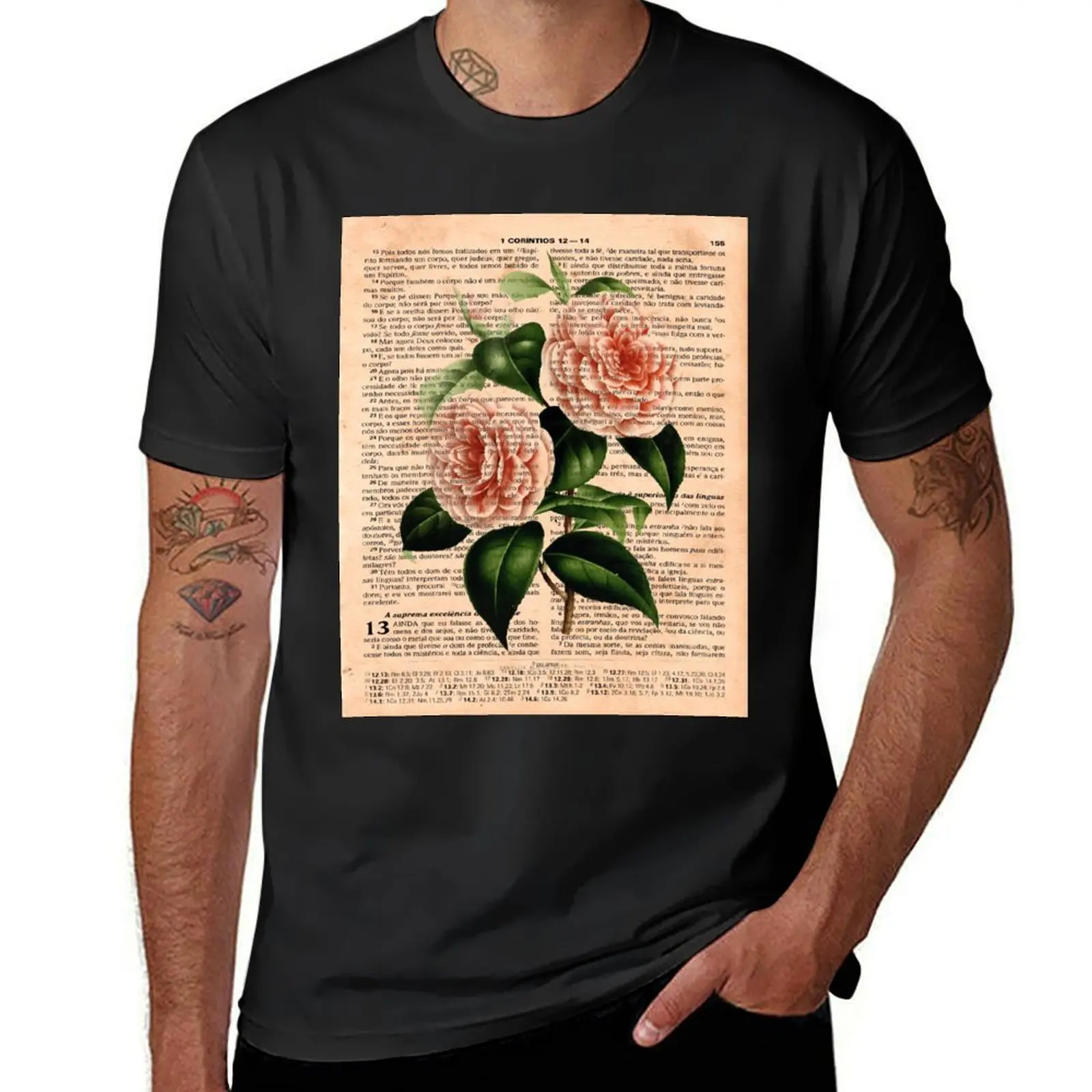 Pink Camellias on Corinthians T-Shirt customizeds funnys new edition customs design your own oversized t shirts for men