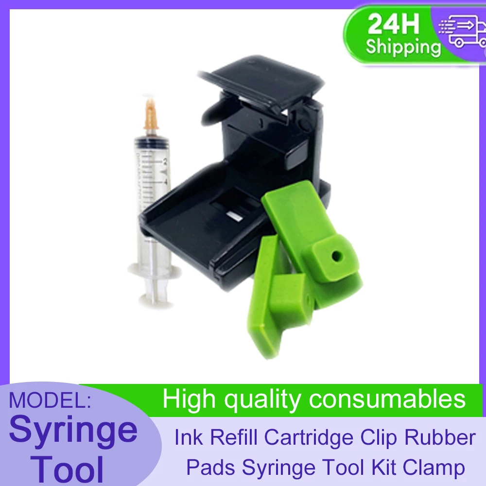 Ink Refill Tool With Syringe Kits Universal DIY CISS Ink Cartridge Clips Clamp Absorption Clip Pumping For Canon HP Printer