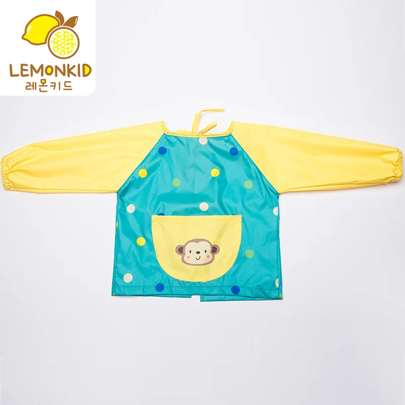 Waterproof Bib Baby Infants 100% Polyester Bibs Long Sleeve Feeding Drawing Painting Apron Kids Burp Cloths Reverse Dressing