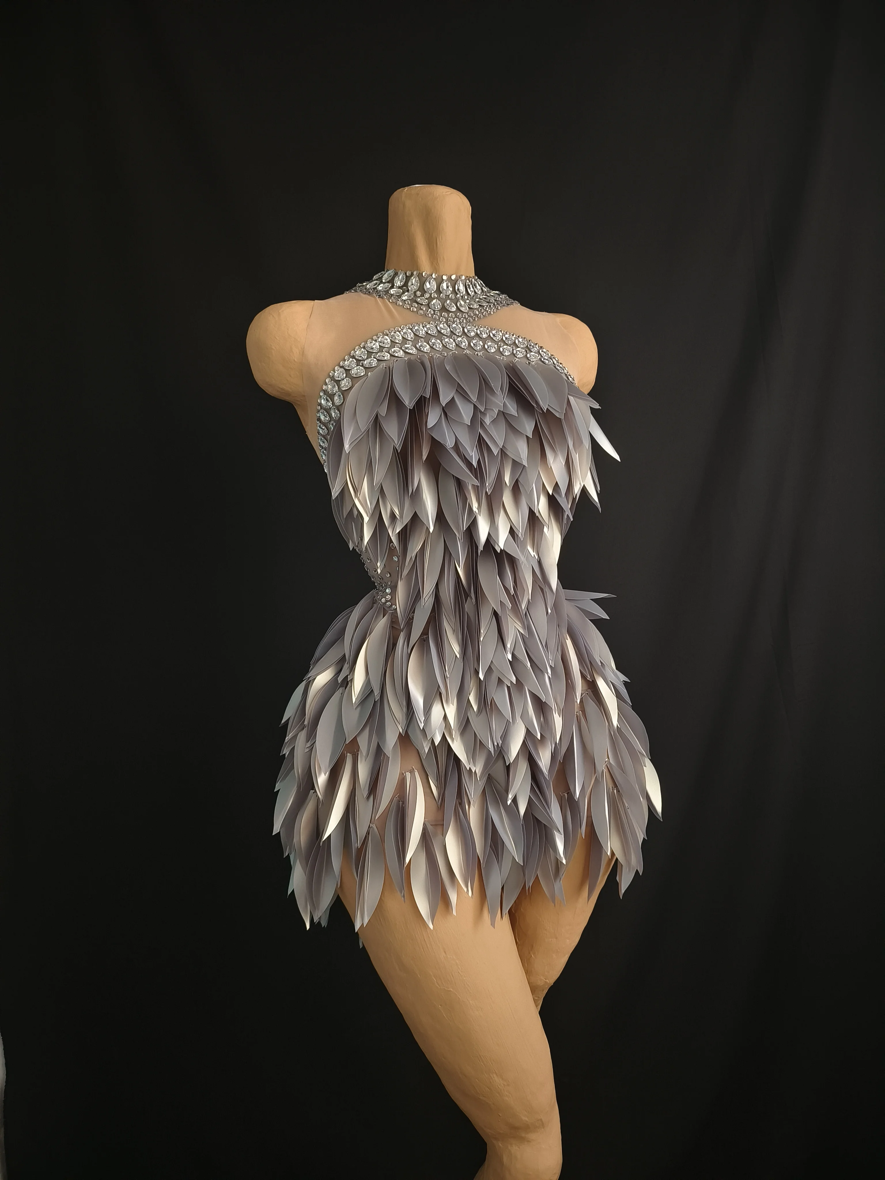 براقة عالية الرقبة شير حزام حجر الراين Adorne 3D فضي رمادي مرحلة العروض عيد ميلاد احتفال مساء اللباس #6