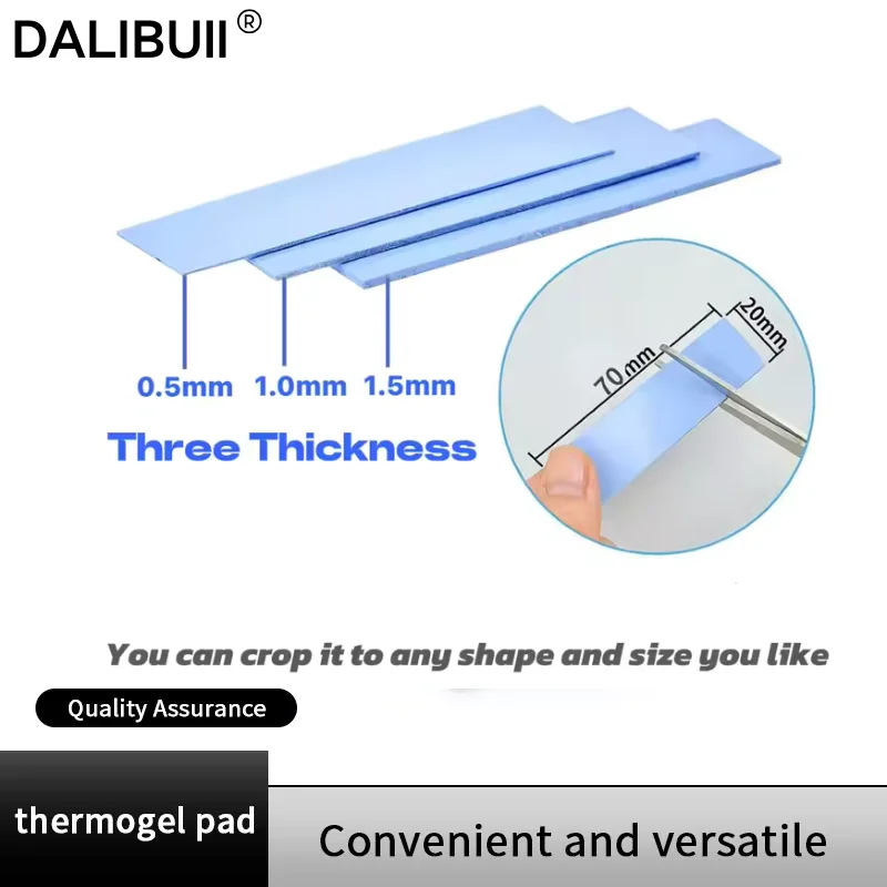 High Performance 21W Thermal Pad 70x20mm Thermal Silicone Sheet 0.5 1.0 1.5 2.0 2.5mm Heat Dissipation Pad for PC Graphics Car