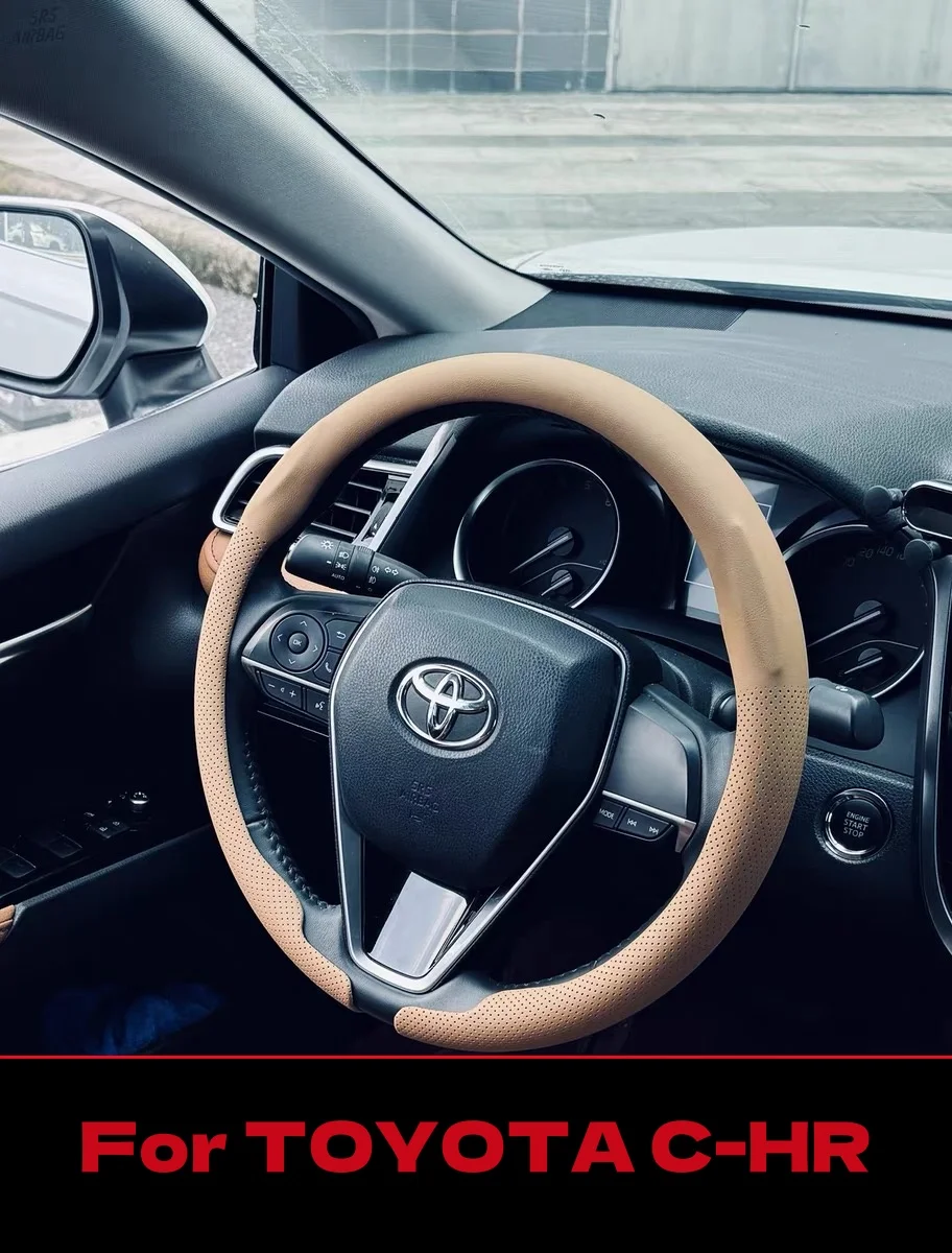 

For Toyota C-HR 38CM Steering Wheel Cover Nappa leather CHR 2.0L E-CVT 2023 2024 2025 Non-Slip Washable Auto Accessories
