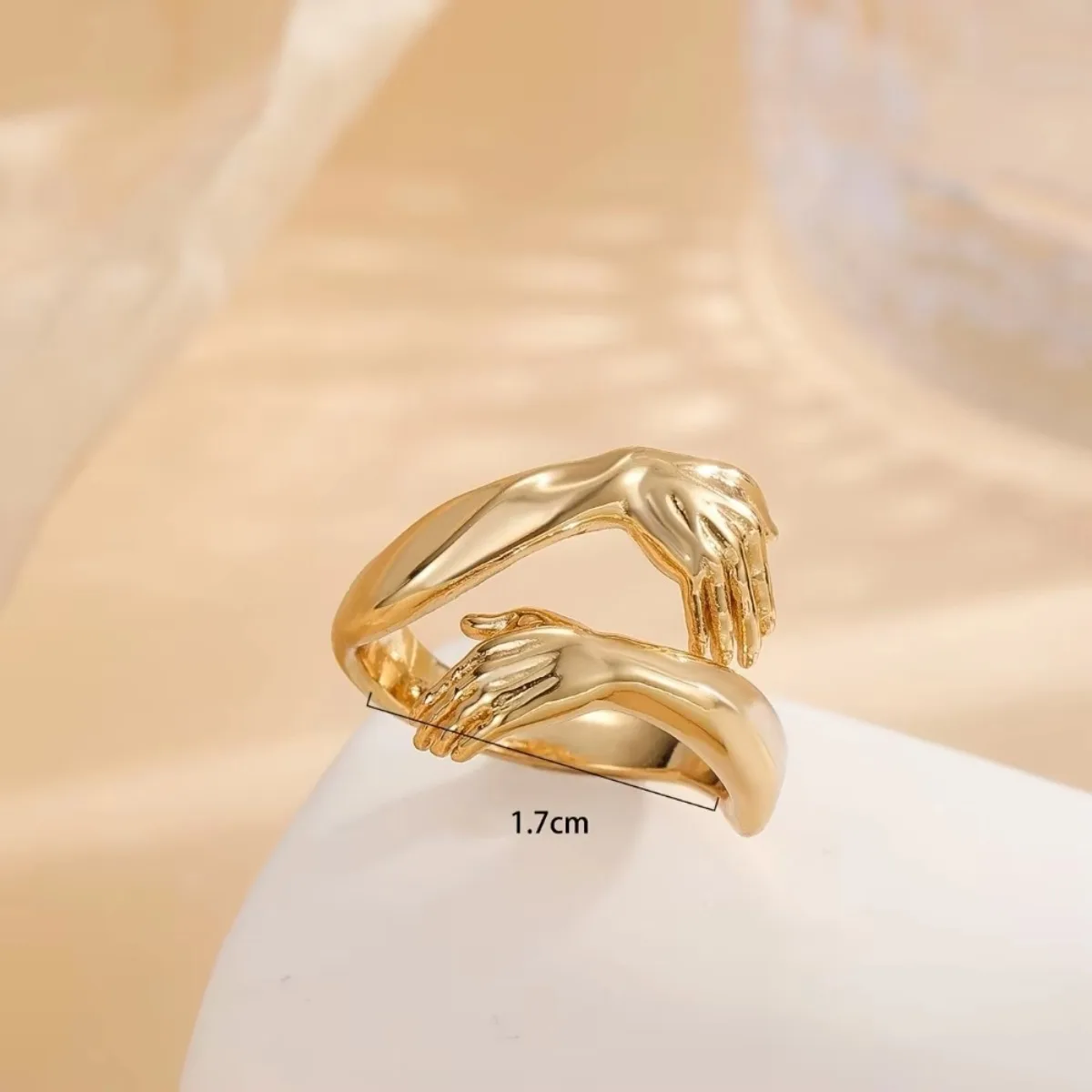A Ring Embraced By Both Hands, Gold/Silver Copper Material Inlaid With Zircon Series Personalized Fashion Gift