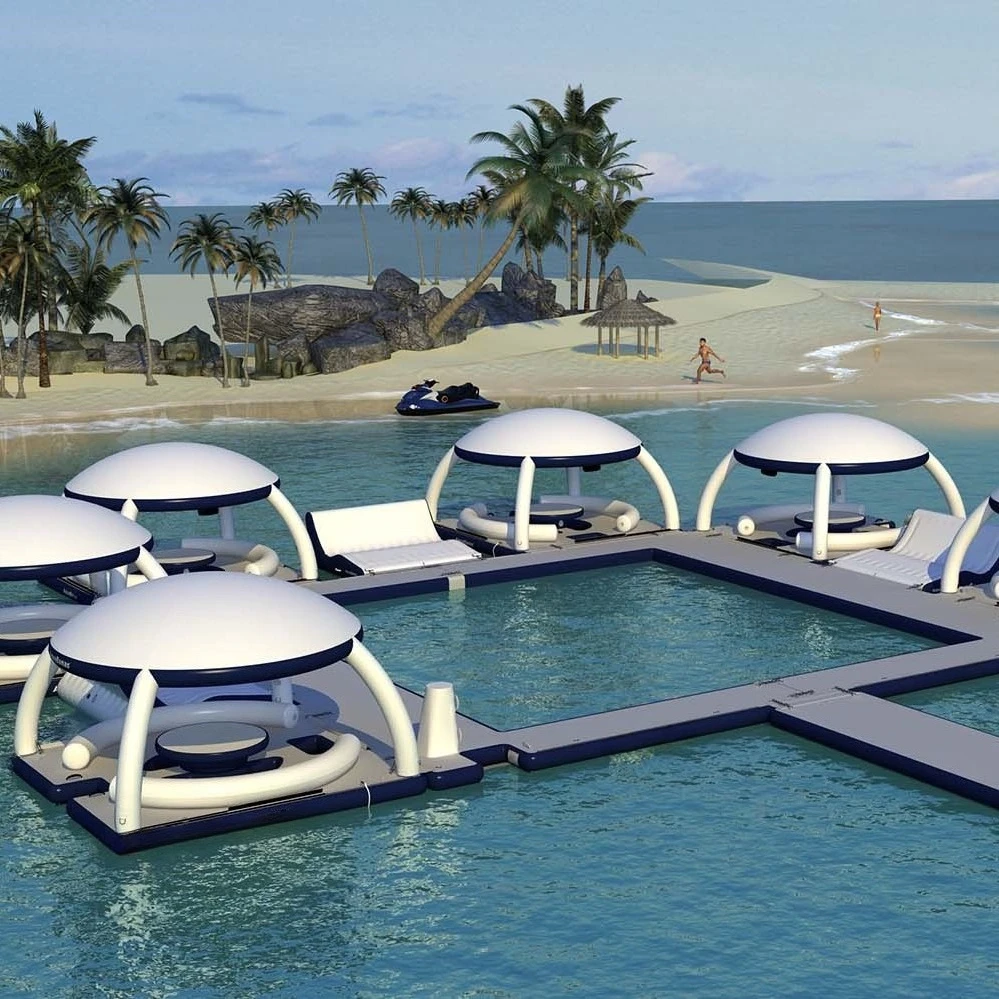 Outdoor Inflatable Water Shade Bar Tent Leisure and Entertainment Platform Inflatable Floating Table Floating Bed