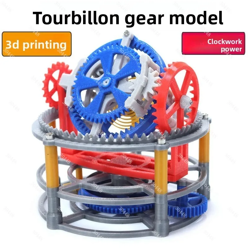 Diy Tourbillon Model 3d Printed Mechanical Pendulum Clock Internal Structure Principle Wind-up Powered Educational Toy