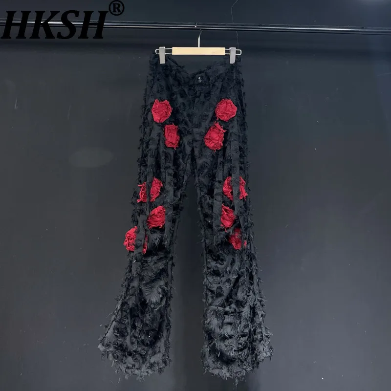 

HKSH Spring Summer Autumn Men Tide Dark Niche Textured Floral Loose Casual Pants Fashion Waste Land Style Chic Ins Vibe HK22741