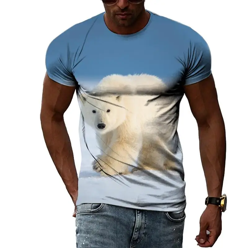 Summer Fashion Animal Bear Graphic T Shirts For Men Casual 3D Print Tee Hip Hop Harajuku Personality Round Neck Short Sleeve Top