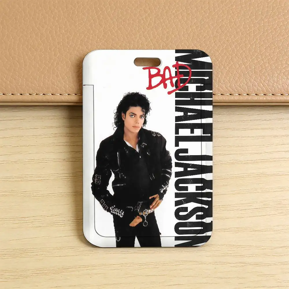 Sänger Michael Jackson Plastik-Schiebeabdeckung Schlüsselband Arbeitsausweis-Tasche Bus Studenten Foto Idol Ausweishalter Mitarbeiter – Detail 3
