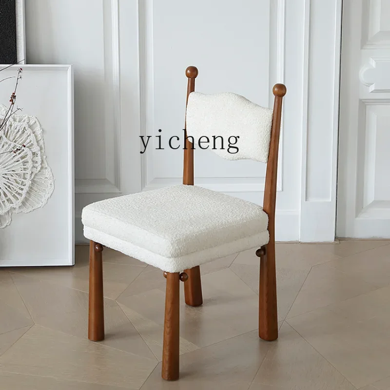 

Retro Dining Table and Chair Household Solid Wood Dining Chair Restaurant Fraxinus Chairs