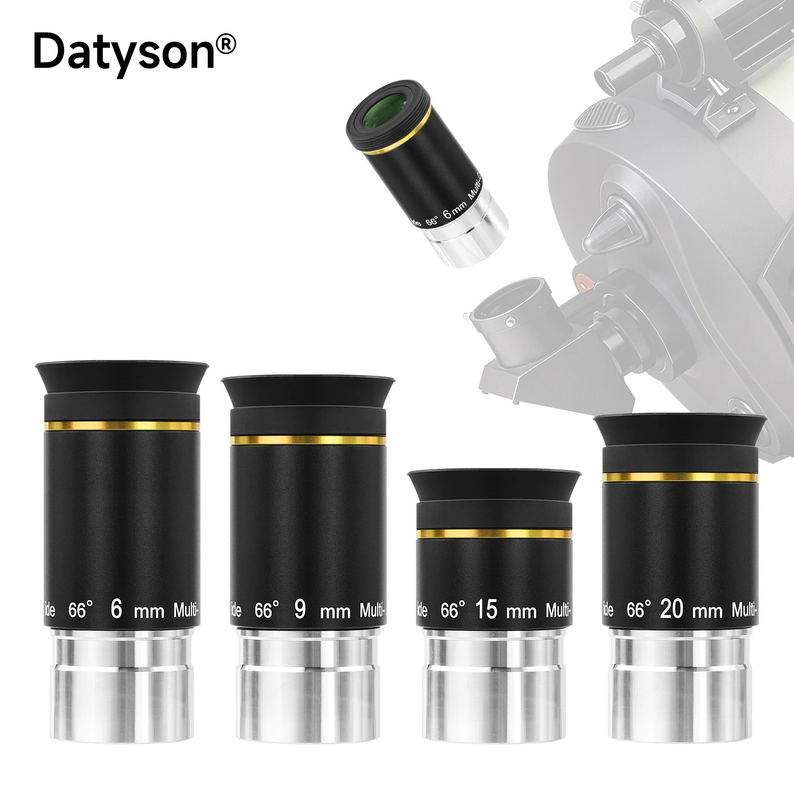 

Серия широкоугольных окуляров Datyson 1,25 дюйма, 66 градусов, 6-9-15-20 мм, с 4 опциональными спецификациями