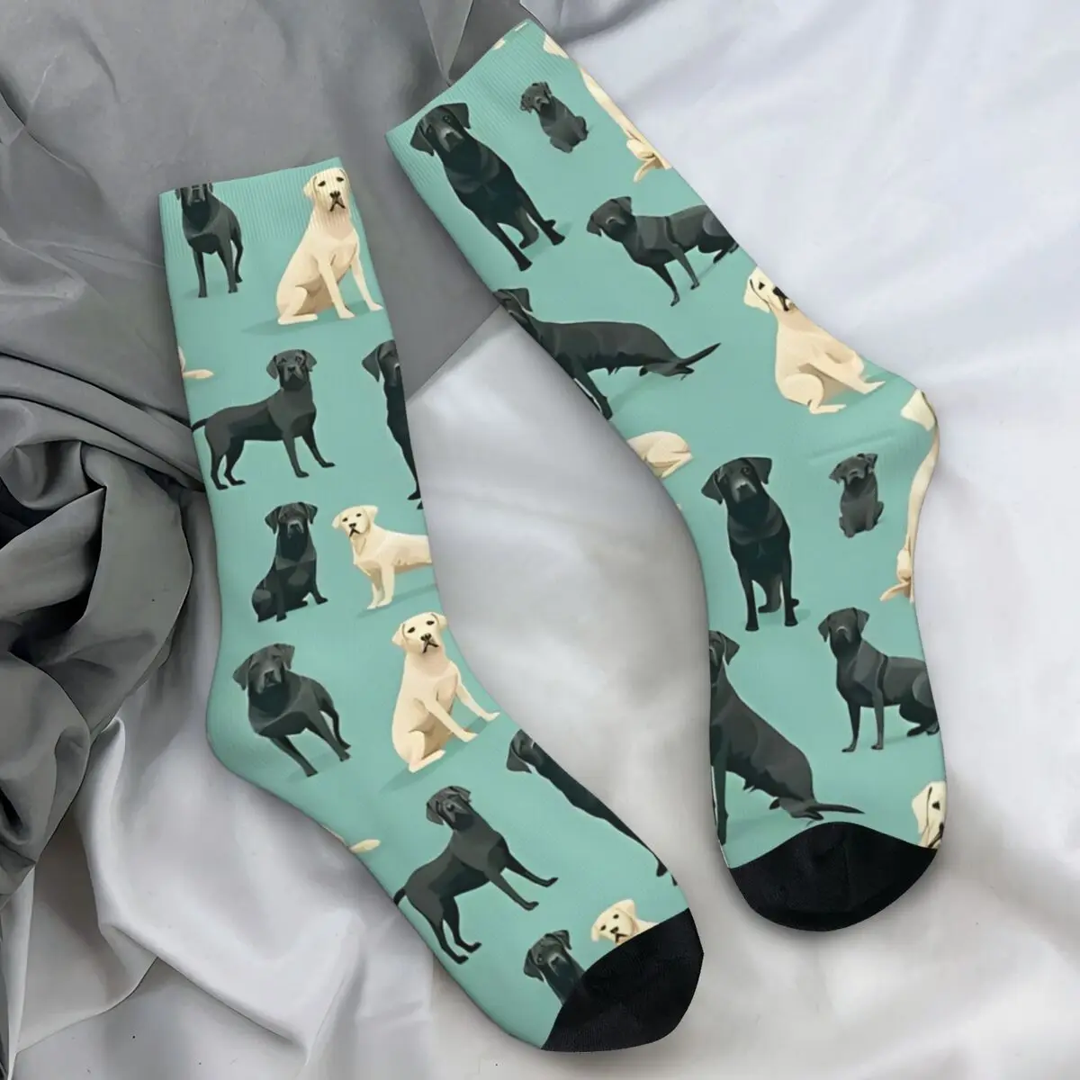 Black Labrador Retriever Dog Socks Winter Pet Animal Stockings Harajuku Men Comfortable Socks Pattern Cycling Anti Slip Socks