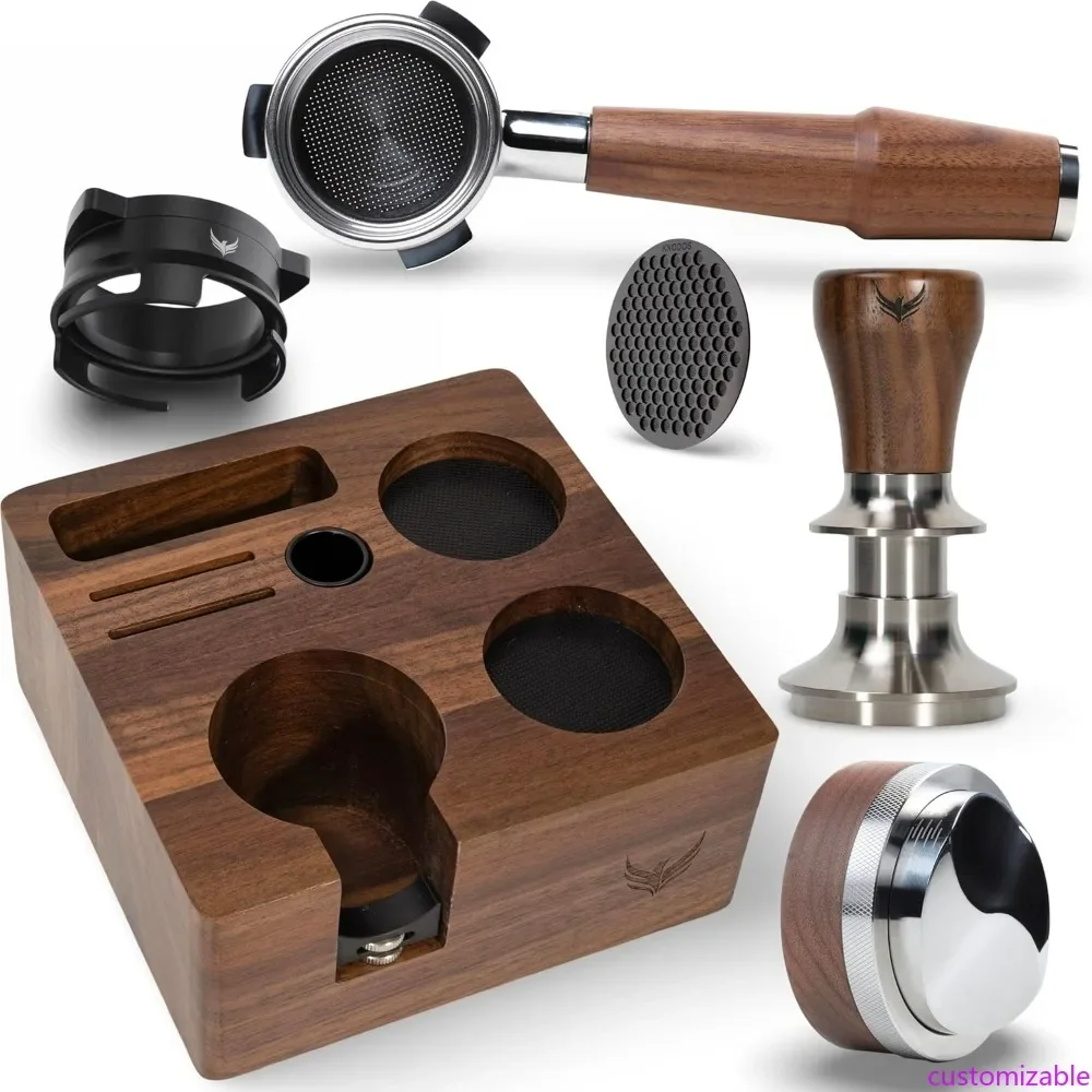 

Breville Barista Express 6-Piece Accessory Kit: Walnut Tamping Stand, Auto-Leveling Tamper, Distributor, Bottomless Filter