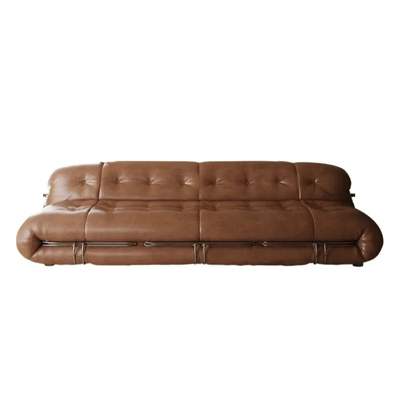 

Italian medieval hippo sofa designer wabi sand wind big steel tooth oil wax leather sofa