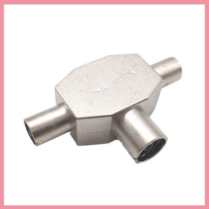 1 Metal TV Female to 2 Male 2 Way TV Antenna Splitter Adapter Tee Plug Jack Cable Aerial Distributor Coaxial Connector B6