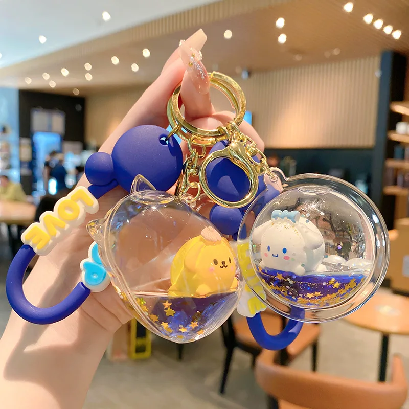 

Women's Cartoon Quicksand Sanrio Keychain for Creative Kuromi Cinnamon Dog Keychain Car Bag Pendant