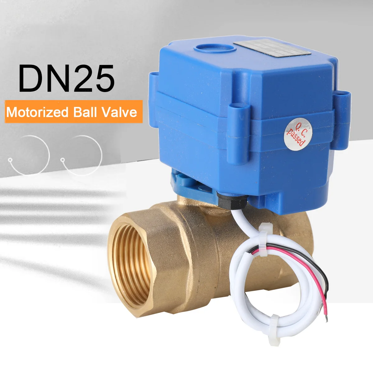 النحاس صمام الكرة الآلية ، العمل الجهد ، 1 "معاهدة عدم الانتشار ، DN25 ، CR04 ، 9-24 ، VAC ، VDC زائد أقصى عزم الدوران ، 2 N · م + 2 سلك ، عودة السيارات