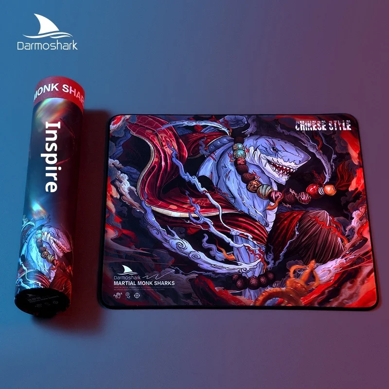 Quente daohark monge tubarão esports jogo importado tecido de poliéster tecnologia de costura antiderrapante mouse pad 400*450*5mm presentes da menina do menino