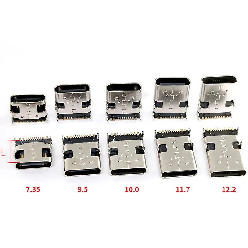 5Pcs USB 3.1 Type C 16 Pin Female Charging Port SMD PCB Socket Length 6.5mm 10mm To 12.2mm Connector For Phone Circuit Repair