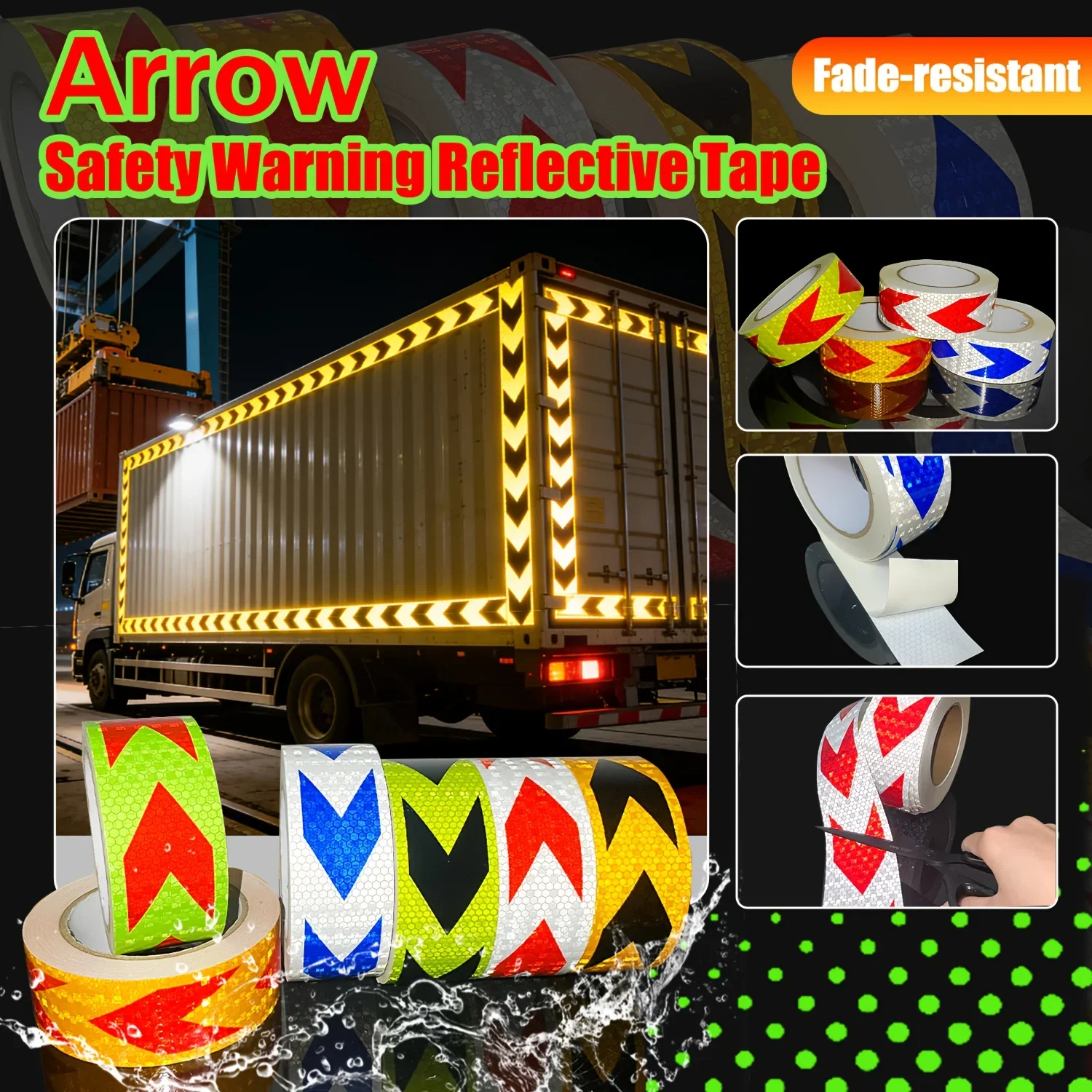 Arrow Reflective Tapes Conspicuity Waterproof Safety Caution Reflectors Warning Stickers DIY For Car Truck Vehicle