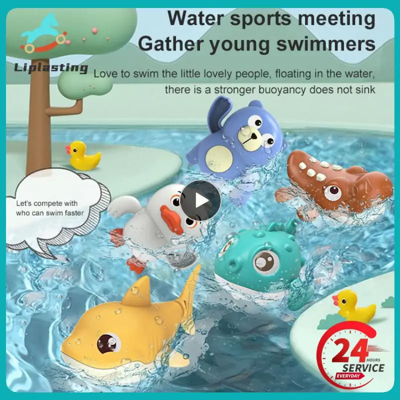 

Children Bath Playing Toys Clockwork Swimming Animal Floating Cartoon Animal Infant Baby Early Education Bathroom Beach Gifts